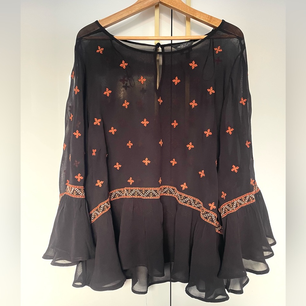 Michel Studio Black Blouse Embroidered